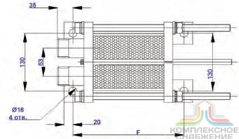 Чертёж теплообменника Danfoss XGM032H вид сверху