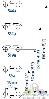 Габаритный чертёж пластин теплообменника Sondex S31A
