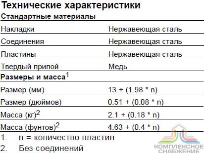 Технические характеристики и габаритные размеры паяного теплообменника Alfa Laval CBH62