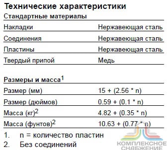 Технические характеристики и габаритные размеры паянного теплообменника Alfa Laval CB110 54H